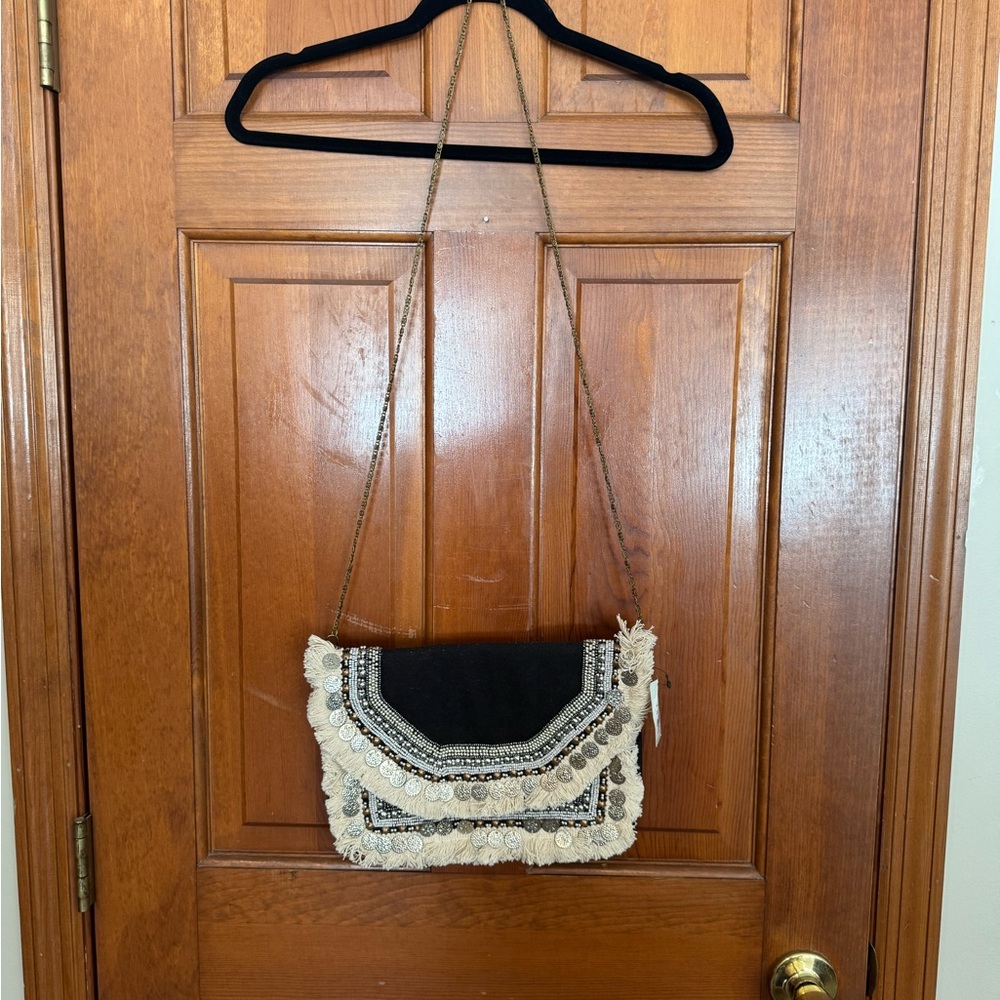 Francesca's Elegant Black and Cream Lace Clutch